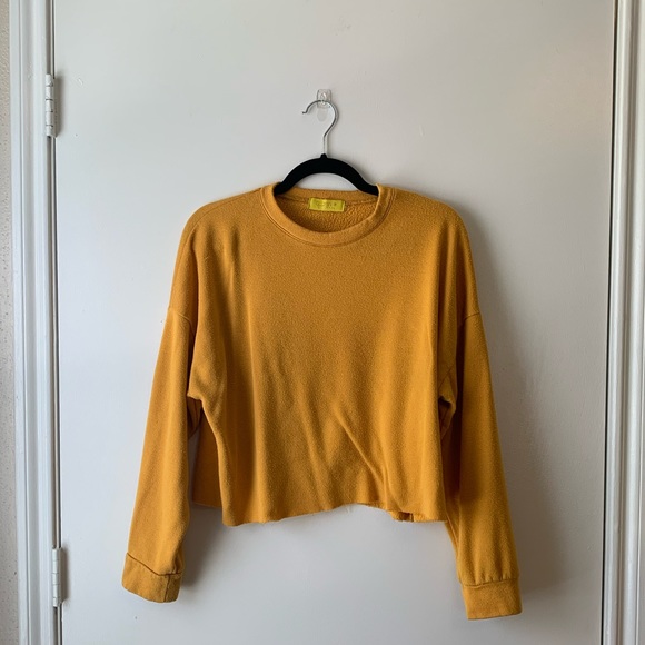 Queen Bees Tops - Mustard yellow comfy cropped sweatshirt
